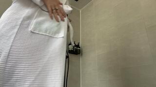 Pregnant Penny Playing in the shower