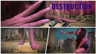 Destruction- a angry giantess clip with special effects- feet- POV- macrophilia- size play- transformation fantasy clip with Buddahs Playground