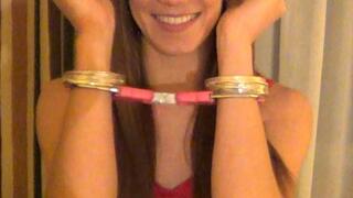 Rachel - Pink Handcuffs & Silver Bracelets (MP4)