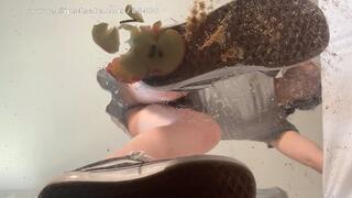 A crushing dream comes true - Food crush, POV and underglass views in Vans old school sneakers - 4k