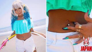 Belly Button Hoop; Intimate Exploration of Riona Maruyama, the Tanned Beauty