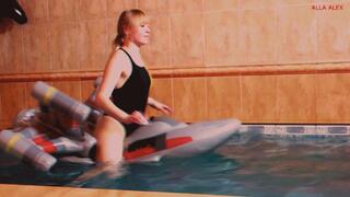 Alla hot fuck big inflatable spaceship in the pool!!!