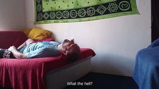 Tied-up Slave Licking Master's SNEAKERS