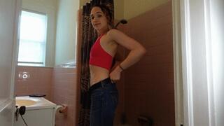 Red Top and Hollister Jean Shower