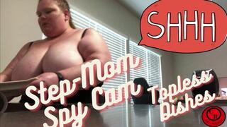 Step-Mom Spy Cam Topless Dishes - CurvyRedhead - WMV