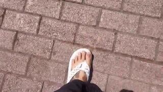 Avi Giantess Lola walks in flip flops Toe Wiggling