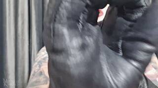 Leather gloves handjob and ass fingering POV - [720p]