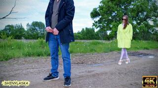 396 IT'S A SHOCK(!) Exhibitionist met a stranger in Shiny Spandex-Nylon [4K 60FPS]