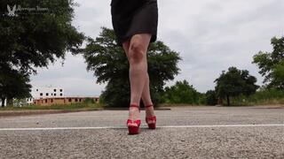 Red High Heels Outdoors