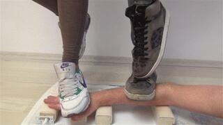 Two girls trampling on arms! - Remastered (MP4 FULL HD)