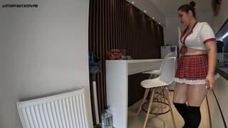 Sexy schoolgirl sipping smoke