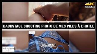 Backstage shooting photo de mes pieds à l'hôtel 4K