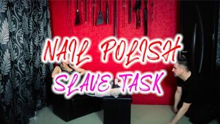 MY SLAVE DOING MY TOES NAILS POLISH , ANGLE 1