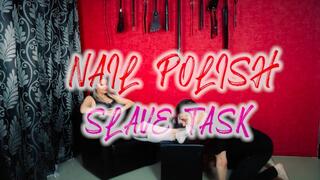 MY SLAVE DOING MY TOES NAILS POLISH , ANGLE 2