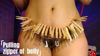 zipper on belly and pulling without mercy