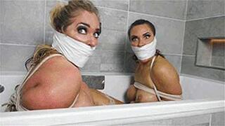 Eliza & Kellie in: Bath-Bound Hold-Up Ordeal for Increasingly Anxious Bound Bubble-Butt Babes! (Bonus Cut) (WMV)