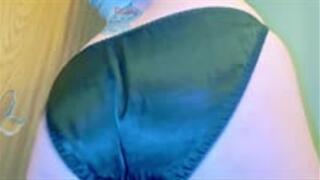 Lavender leggings reveal Black Satin JB panty