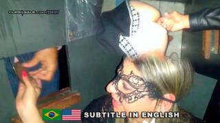 Cristina Almeida with her cuckold husband for the first time in a gloryhole booth with holes - Gloryhole 1 - Subtitle in English