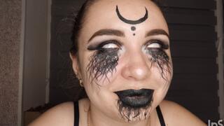 The wicked witch reads spells and goes crazy!