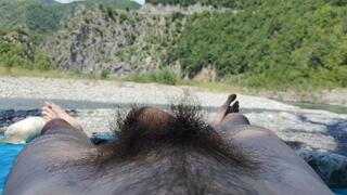Public beach: naked, flaccid cock and worn feet (avi)