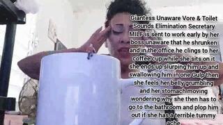 Mov Giantess Unaware Vore & Toilet Sounds Elimination Secretary MILF is sent to work early by her boss unaware that he shrunken and in the office he clings to her coffee cup while she sits on it she ends up slurping him up and swallowing him in one Gulp t