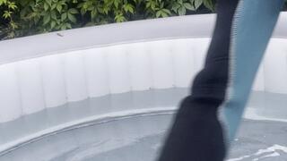 thick wetsuit hood gloves full snorkel in hot tub cum