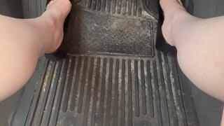 Trixie Love Pedal Pumping in black patent pumps to bare feet