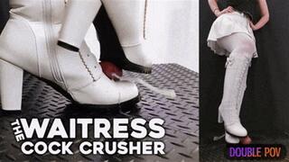 House Waitress Traps and Dominates you in White Dangerous Boots - TamyStarly - (Double Version) CBT, Ballbusting, Bootjob, Heeljob, Femdom, Shoejob, Ball Stomping, Foot Fetish Domination, Footjob, Cock Board, Crush, Trampling