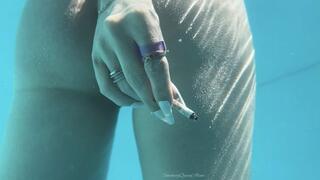 Chain smoking in pool while swimming