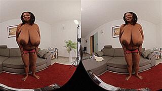 VR180 3D - Pam destroys her White Cardigan (Clip No 2465 - wmv version)