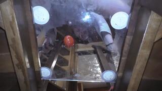 Italian girlfriend - underglass tomato crush barefeet