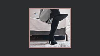 Mesmerizing Boot Worship Silent Film Milf In High Heel Boots Making You Worship Her Boots Before Allowing you to Kiss Her Bare Feet and Cum