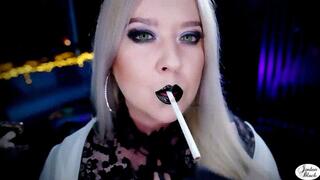 Smoking Eve 120s with black glossy lips and silky gloves [1080p, mp4]