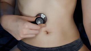 Stomach sounds through stethoscope