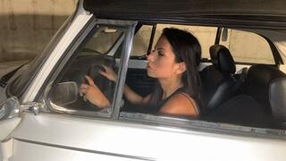 The gorgeous Stefy arreted on her car