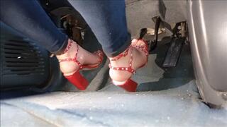 Sexy red high heels minivan