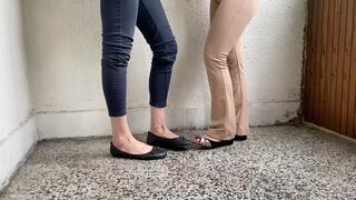 GIRLS PLAYING FOOTSIE IN FLATS ON A WORK BREAK - MOV HD