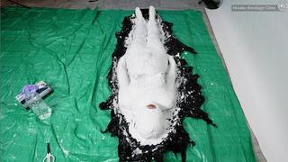 Abandonded in Plaster Bondage with Remote Control Vibe and Nipple Play! (Fixed Camera Unedited Video)