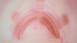 Extreme closeup Fleshlight internal view & huge cumshot