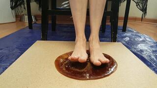 Kay Pop Stuck Barefoot in Brown Glue Trap