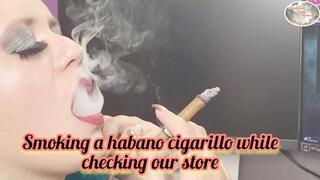Smoking a habano cigarillo while checking our store - SCL003