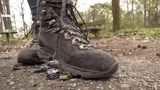 Crushing the tiny cars under my hiking boots (small version)