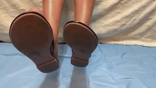 Flowers crush fetish in flip flops sandals