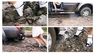 HOT SUMMER SALE: Sexy Julia got her powerful pickup stuck in deep soft mud