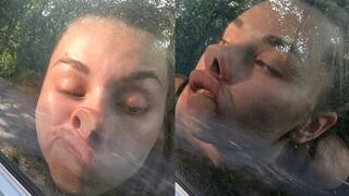 Sliding on the glass in the car (custom video)