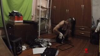 Another monitor destroyed by muscle girl MP4 4K CAM1