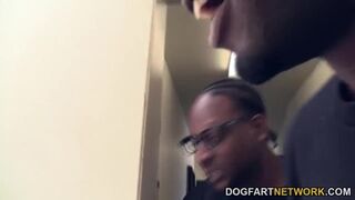 Brooklyn Chase Gets Black Cocks to Fuck in a Restroom