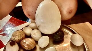 Hottielouve Masturbation Rock Eggs & Big Dildo Fucking Part 1