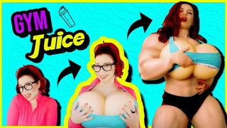 Gym Juice - Weak Nerd to Busty Muscle Goddess Transformation - Ludella's She-Hulk esque Muscle Growth and Breast Expansion - HD MP4 1080p