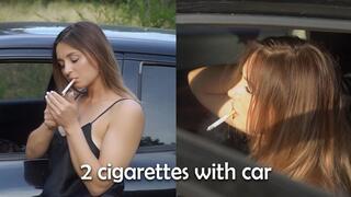 Smoking in the car! Smoking near the car - 2 cigarettes